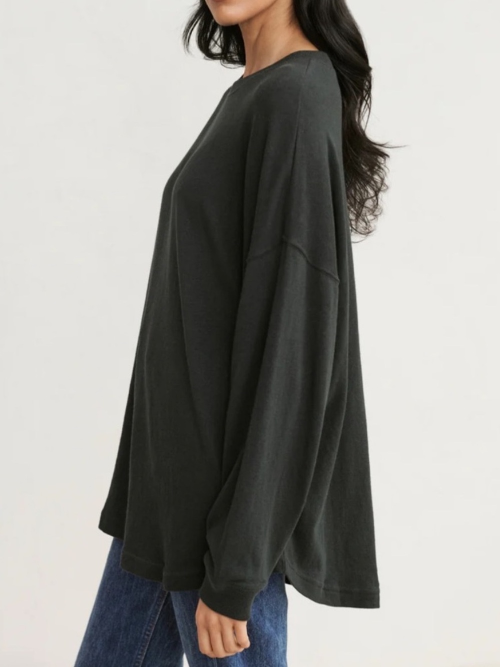 Jenni Kayne Boyfriend Long Sleeve Tee in Black Sz XXS - Picture 3 of 11